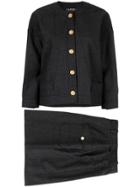 Chanel Vintage Long Sleeve Setup Suit Jacket Skirt - Grey