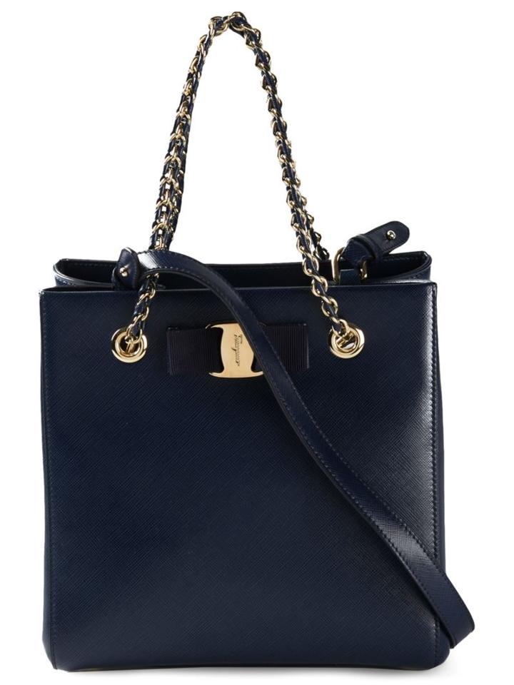 Salvatore Ferragamo Vany Tote, Women's, Blue, Leather/metal Other