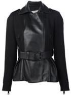 Carolina Herrera Belted Leather Jacket, Women's, Size: 6, Black, Lamb Skin/nylon/spandex/elastane/virgin Wool