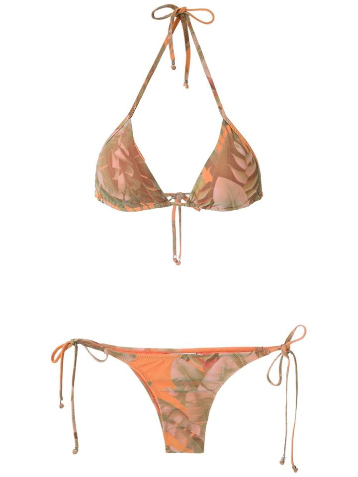 Amir Slama Printed Triangle Bikini Set - Neutrals