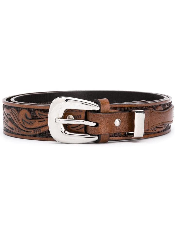 Brunello Cucinelli Embossed Buckle Belt - Brown