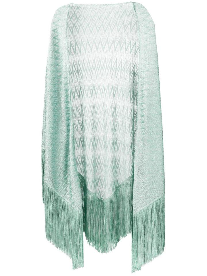Missoni Herringbone Knitted Shawl - Green