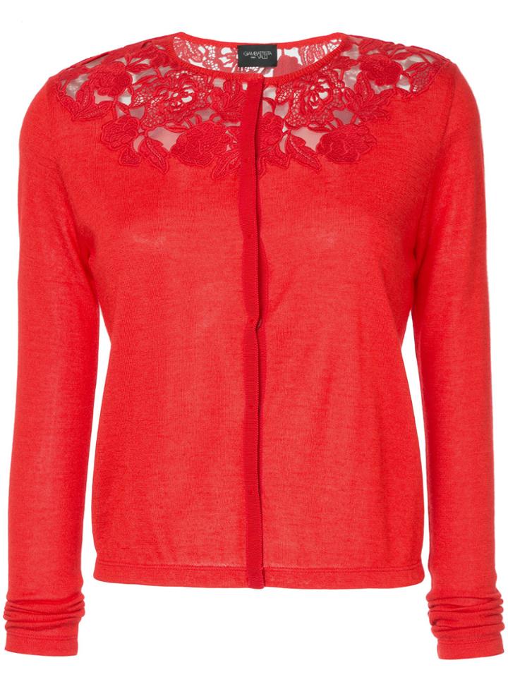 Giambattista Valli Open Embroidery Cardigan - Red