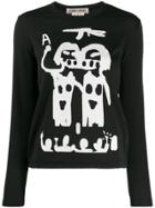 Comme Des Garçons Long Sleeved Printed T-shirt - Black