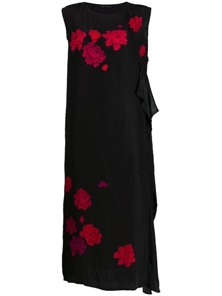 Yohji Yamamoto Floral Print Shift Dress - Black