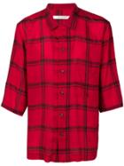 Covert Checked Cropped Sleeve Shirt - Red