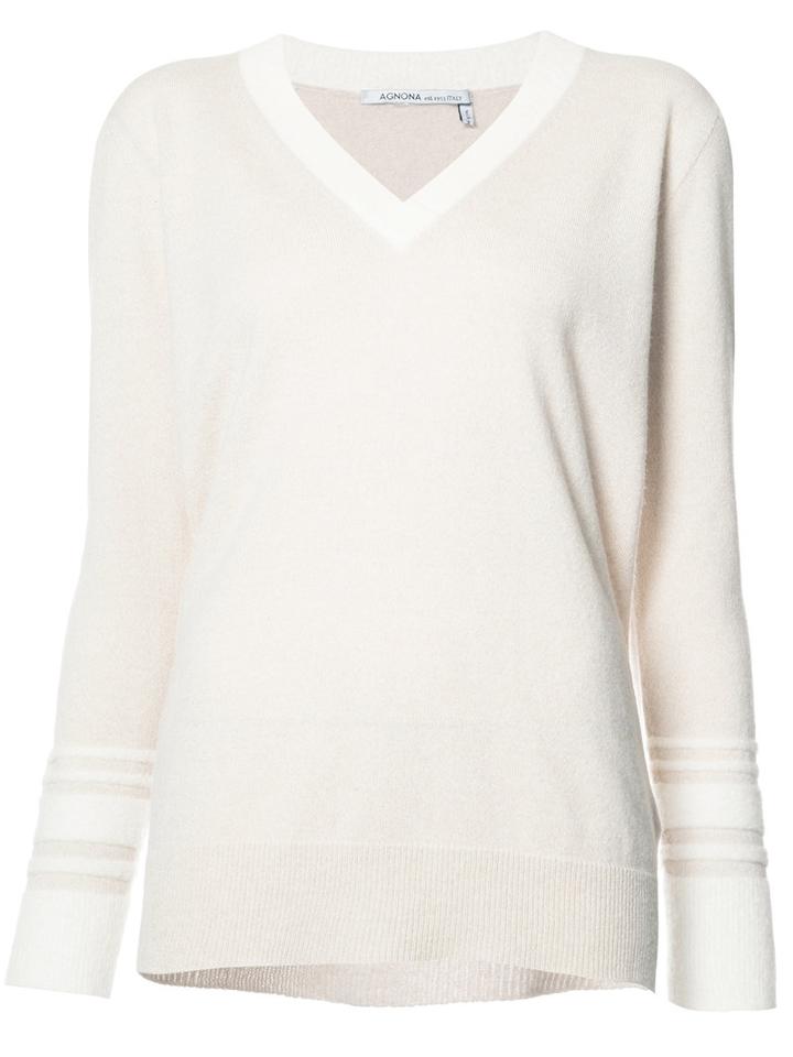 Agnona V-neck Jumper, Size: 44, White, Cashmere