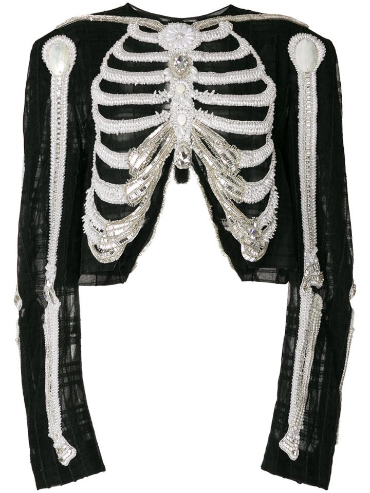 Thom Browne Reverse Opening Cardigan Jacket In Crystal Skeleton