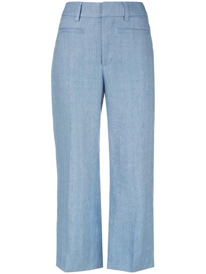 Dondup Cropped Pants, Women's, Size: 38, Blue, Linen/flax/viscose/cotton