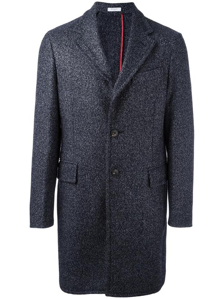 Boglioli Single Breasted Coat, Men's, Size: 52, Blue, Virgin Wool/polyamide/acrylic/cupro