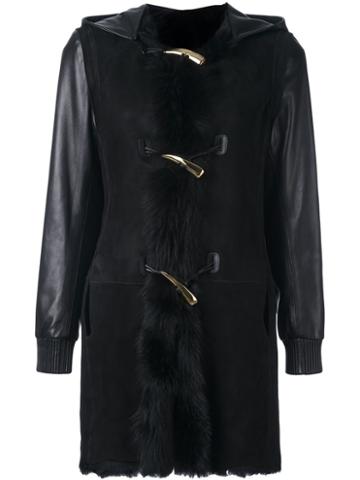 Giuseppe Zanotti Design 'monique' Coat, Women's, Size: Medium, Black, Leather/sheep Skin/shearling/viscose