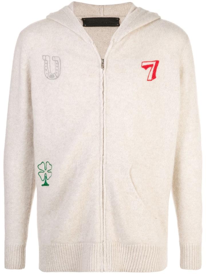 The Elder Statesman Chain Stitch Knit Hoodie - Neutrals