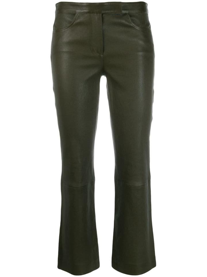 Theory Straight Cropped Trousers - Green