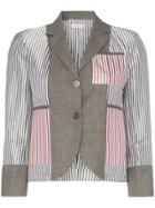 Thom Browne Striped Patchwork Effect Blazer Jacket - Grey