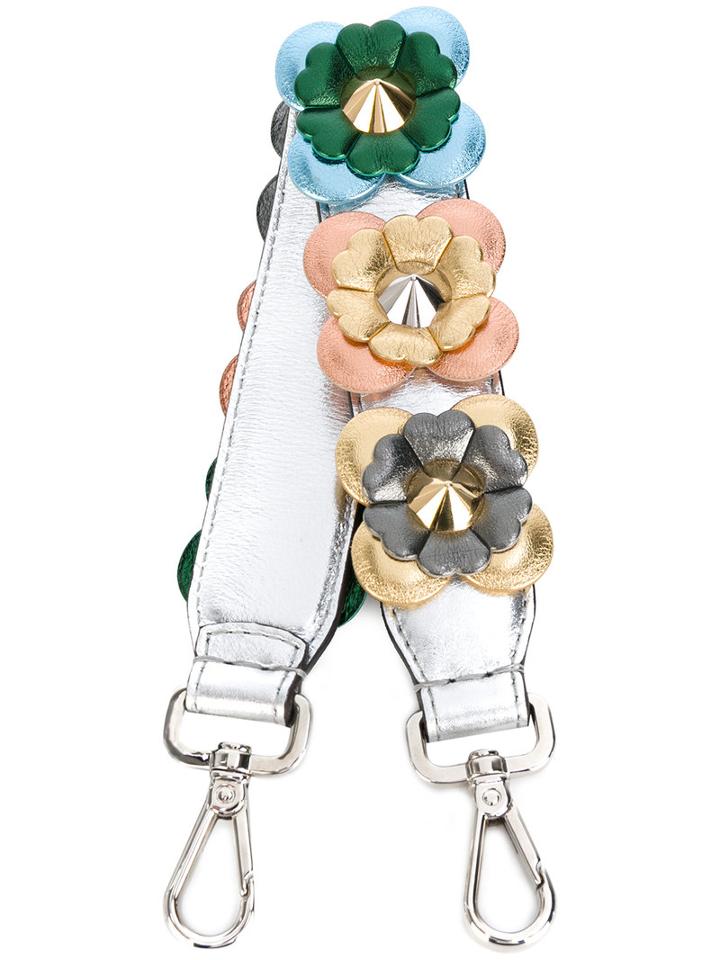 Fendi - Mini Strap You With Flowers - Women - Calf Leather - One Size, Silver, Calf Leather