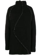 Yohji Yamamoto Stitched Chunky Turtleneck Sweater - Black