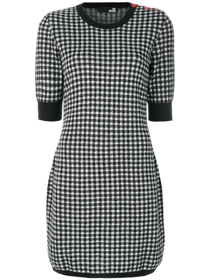 Love Moschino Knitted Gingham Dress - Black