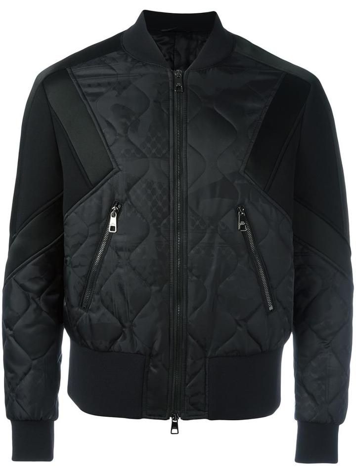 Neil Barrett Padded Bomber Jacket, Men's, Size: Medium, Black, Polyamide/viscose/cotton