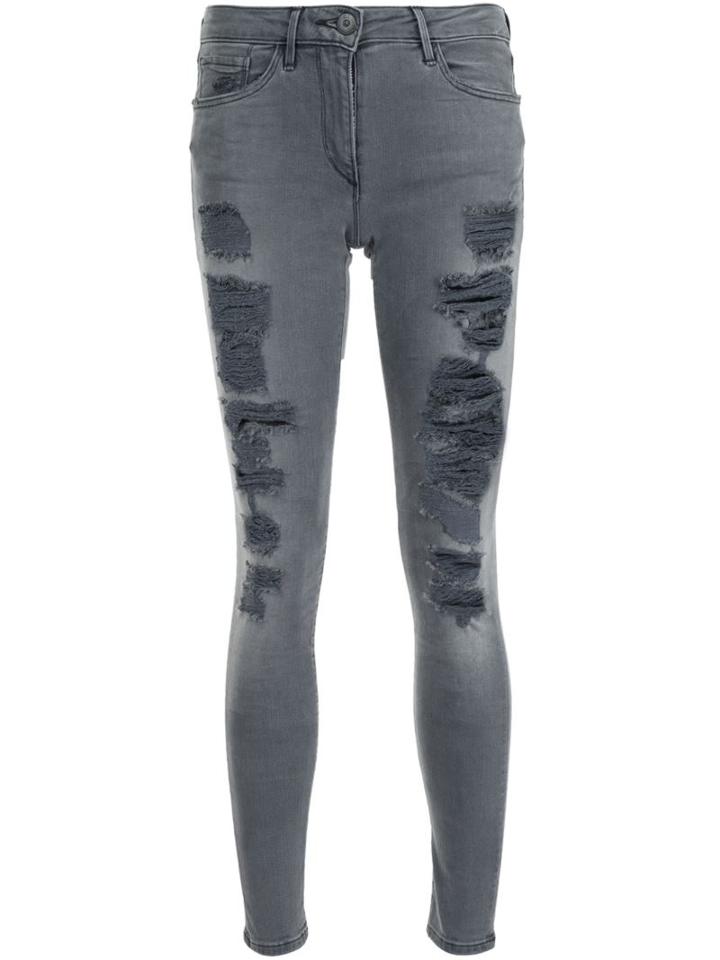 3x1 Distressed Skinny Jeans, Women's, Size: 27, Grey, Cotton/polyester/lyocell