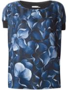 Moncler Floral Print T-shirt, Women's, Size: S, Blue, Silk/cotton