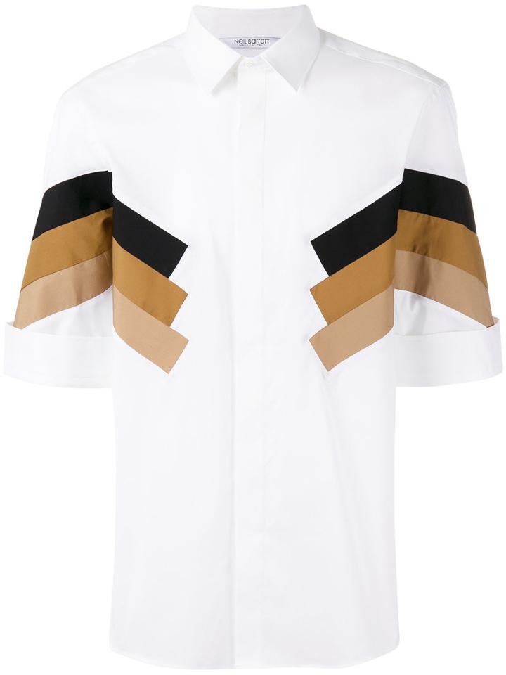 Neil Barrett Sleeve-patterned Shirt, Men's, Size: 41, White, Cotton/polyester