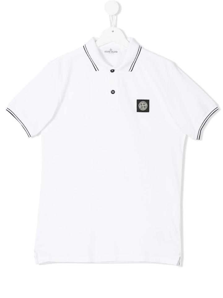 Stone Island Junior Logo Patch Polo Shirt - White