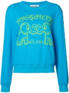 Moschino Elephant Cable Knit Jumper, Women's, Size: Xs, Blue, Cotton/polyester