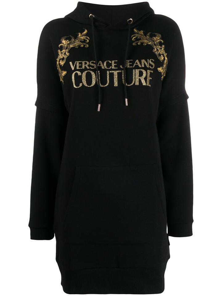 Versace Jeans Couture Baroque Longline Hoodie - Black