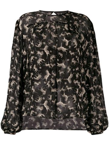 8pm Aquila Zebra Print Blouse - Black