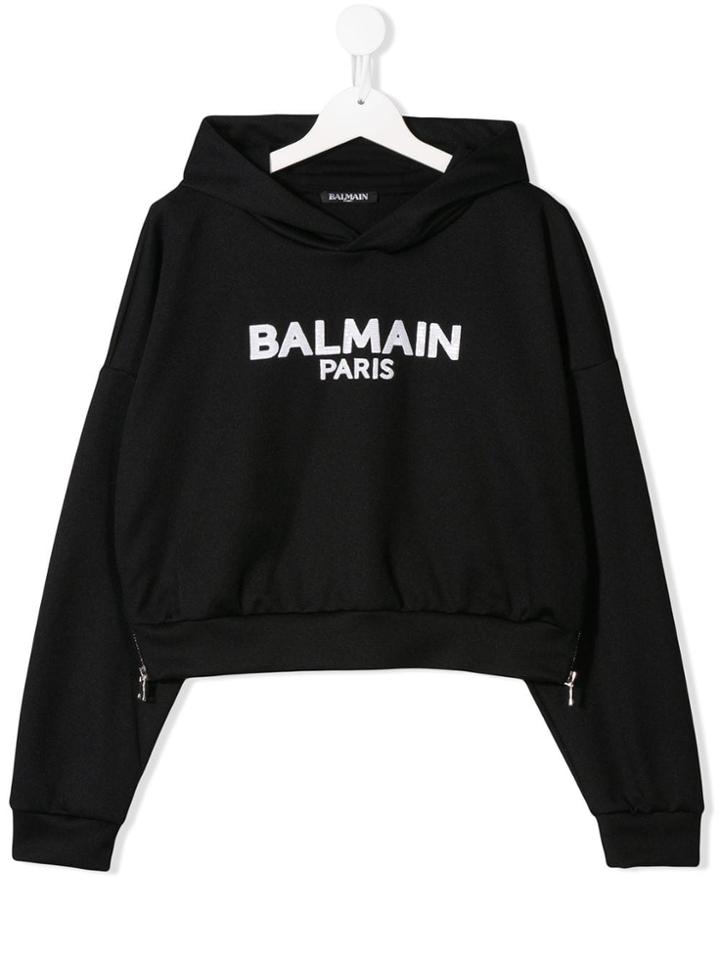 Balmain Kids Logo Hoodie - Black