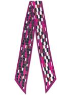 Bulgari Geometric Print Skinny Scarf, Women's, Pink/purple, Silk