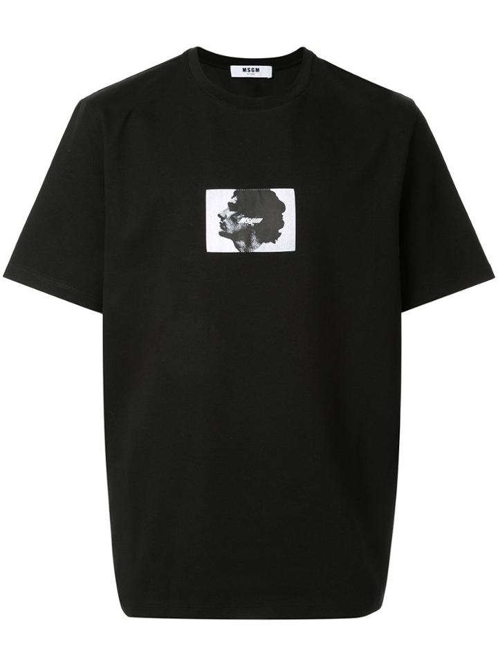 Msgm Contrast Print T-shirt - Black