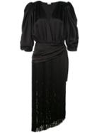 Magda Butrym Fringed Asymmetric Hem Dress - Black