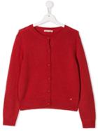 Bonpoint Teen Round Neck Cardigan - Red