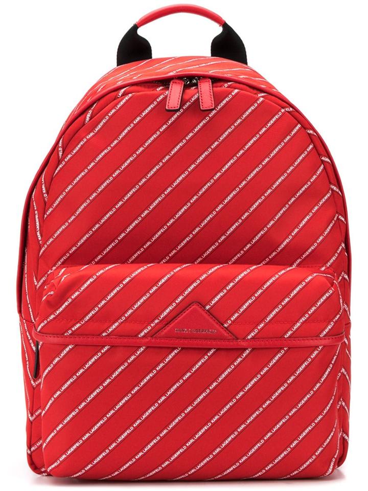 Karl Lagerfeld Stripe Logo Backpack - Red