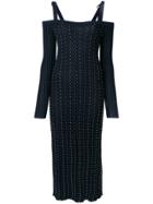 Versace Studded Pleated Midi Dress - Black