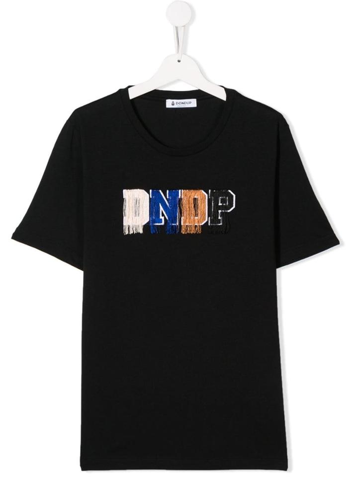 Dondup Kids Fringed Logo T-shirt - Black