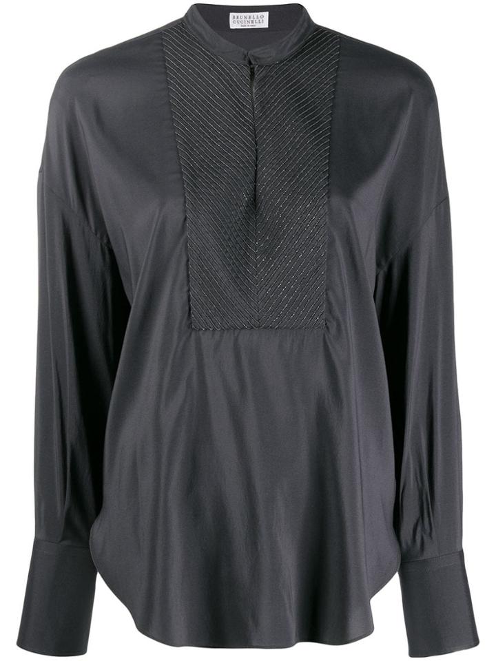 Brunello Cucinelli Long-sleeve Flared Blouse - Grey