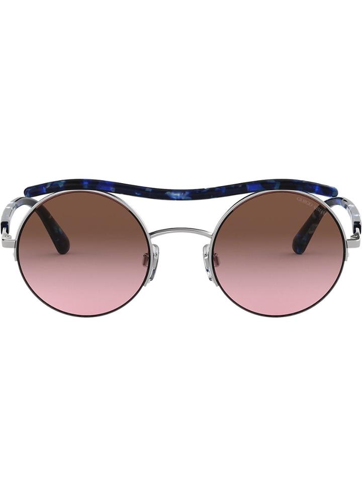 Giorgio Armani Round Frame Sunglasses - Silver