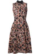 Rodarte Floral Print Dress, Women's, Size: 4, Black, Nylon/polyester/wool