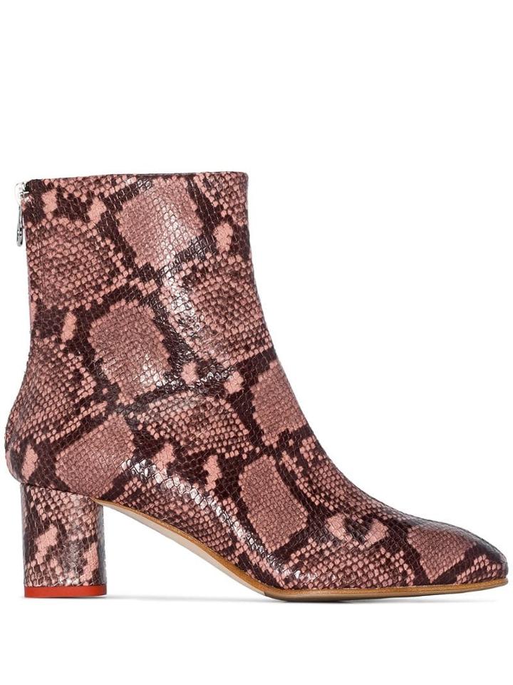 Aeyde Mel 60mm Snake-effect Ankle Boots - Pink