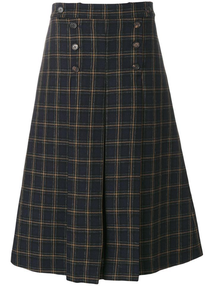 Mulberry Checked A-line Skirt - Blue