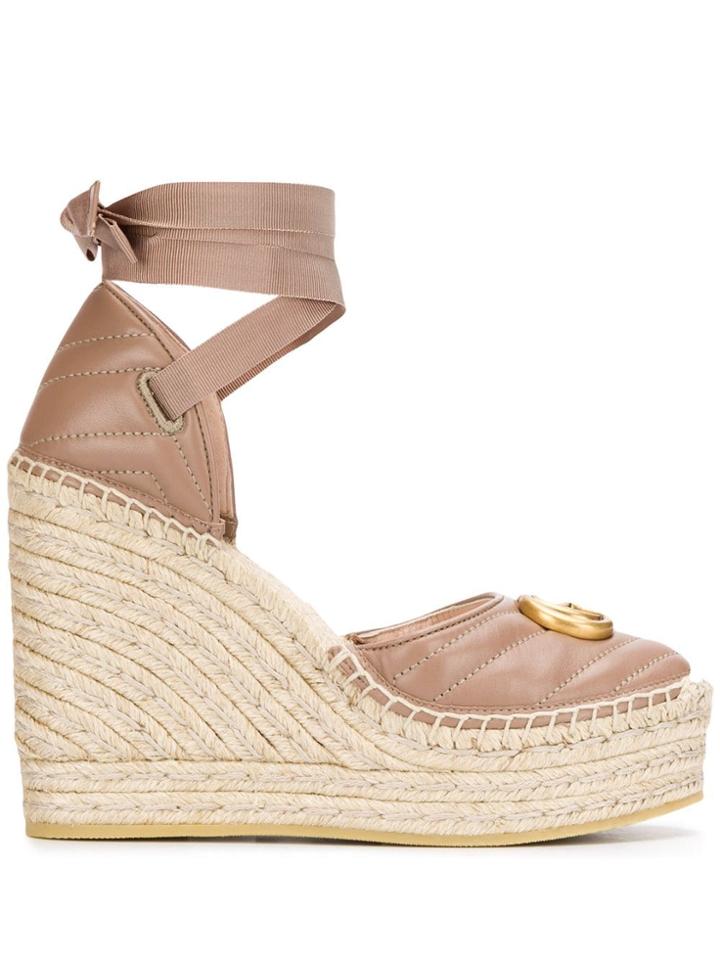 Gucci Leather Platform Espadrilles - Pink
