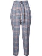 Akris Punto Checked High Waisted Trousers - Blue