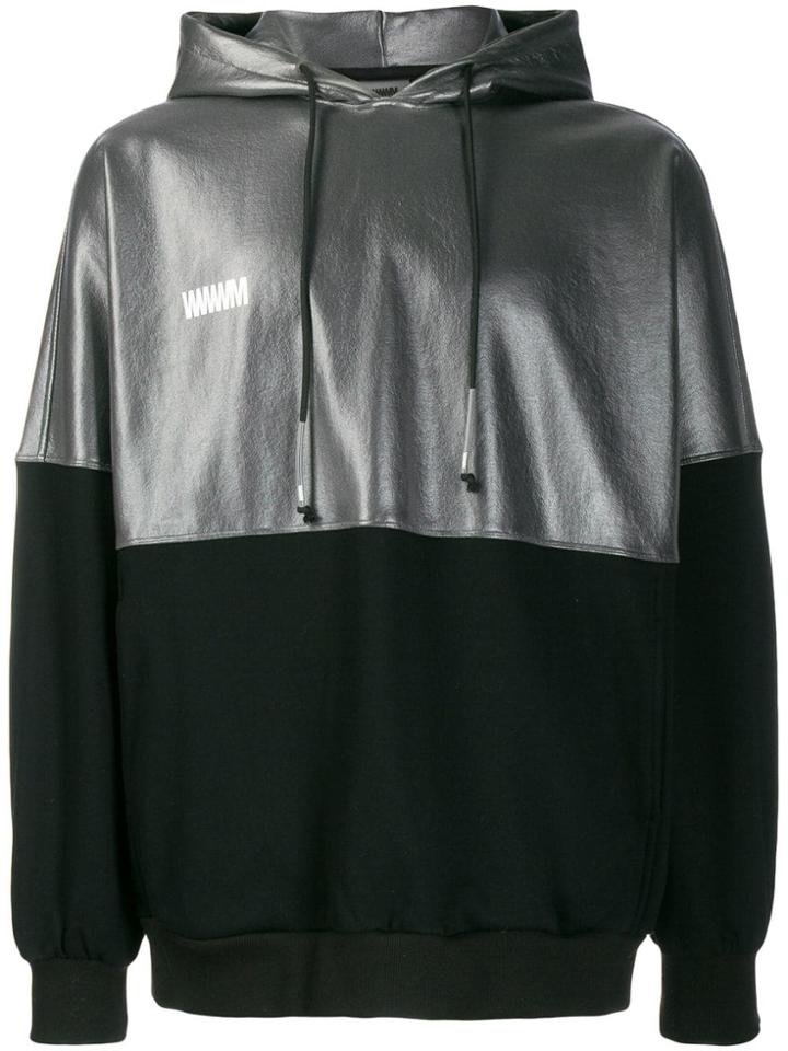 Wwwm Panelled Drawstring Hoodie - Black