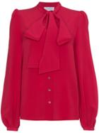 Racil Lady Tie Neck Silk Blouse - Red