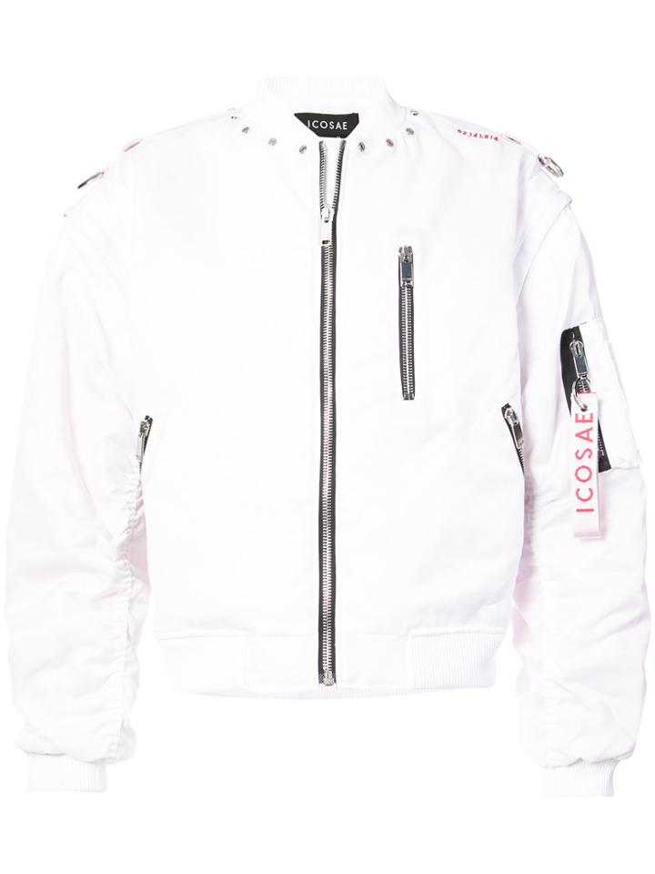 Icosae Zip Shoulder Bomber Jacket - White