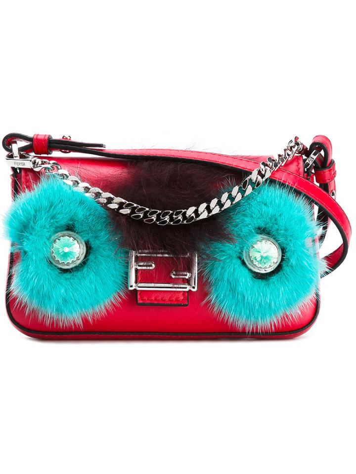 Fendi - Micro Baguette Crossbody Bag - Women - Fox Fur/leather/mink Fur - One Size, Red, Fox Fur/leather/mink Fur