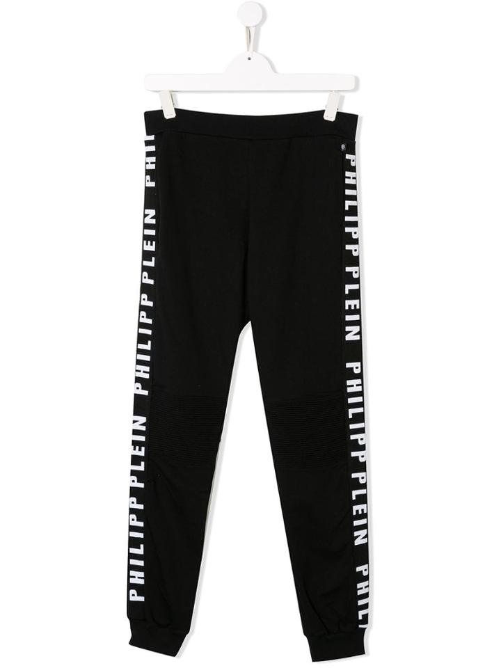 Philipp Plein Junior Teen Logo Trim Track Pants - Black