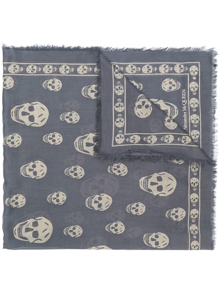 Alexander Mcqueen Skull Square Scarf - Grey